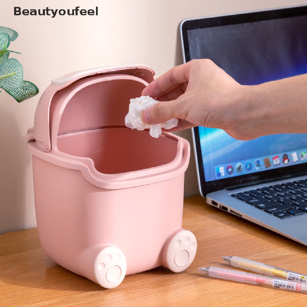 [Beautyoufeel] Ins Desktop Small Trash Bin Waste Bin Bedroom Home Cute