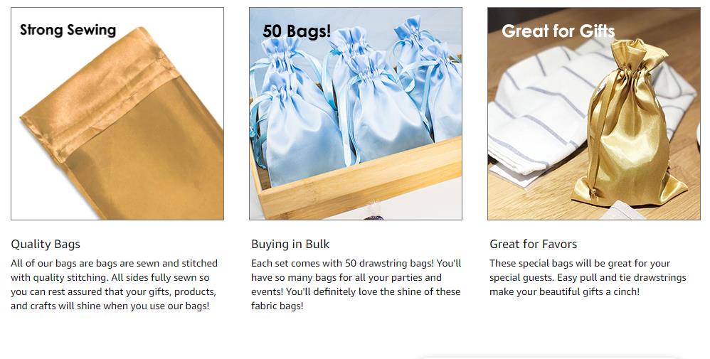 50pcs Satin Gift Bags White Drawstring Bag, Gift Pouches For