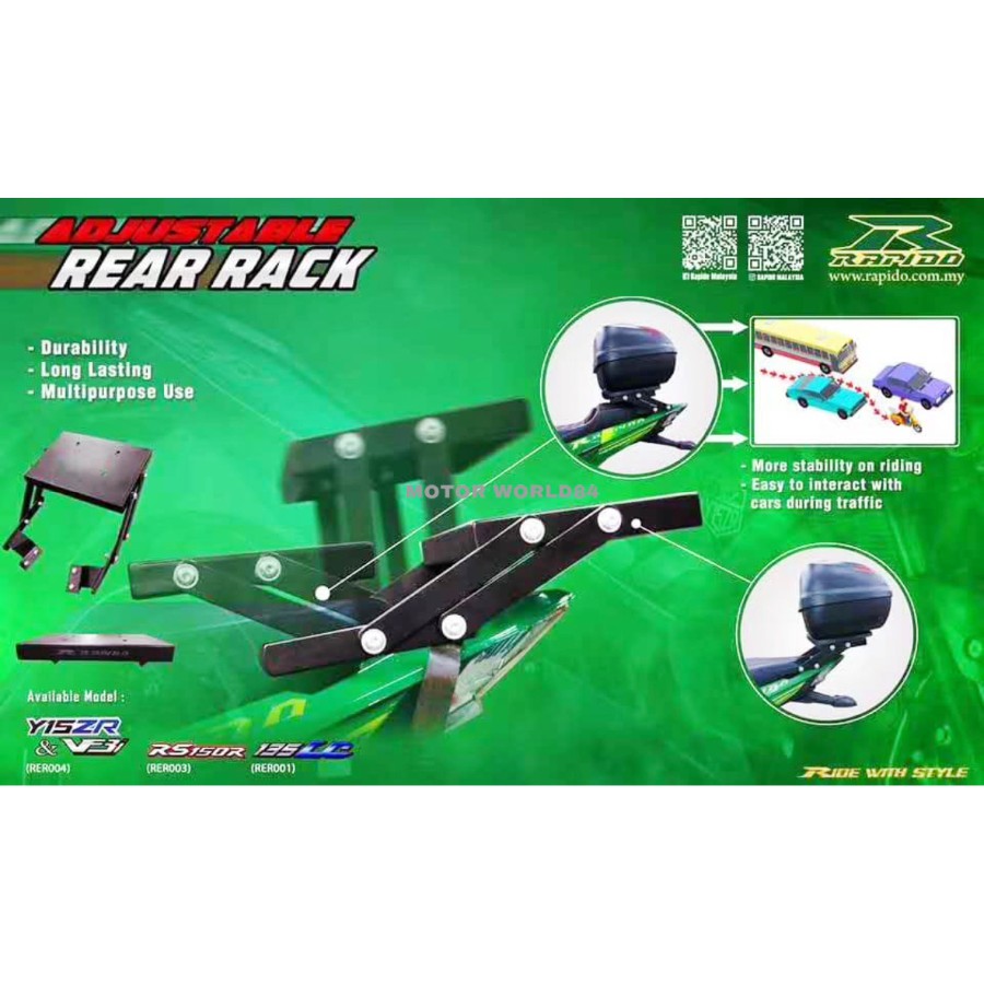 MONORACK ADJUSTABLE REAR RACK MONORACK YAMAHA LC135 V2 - V7 - 5S FOR ...