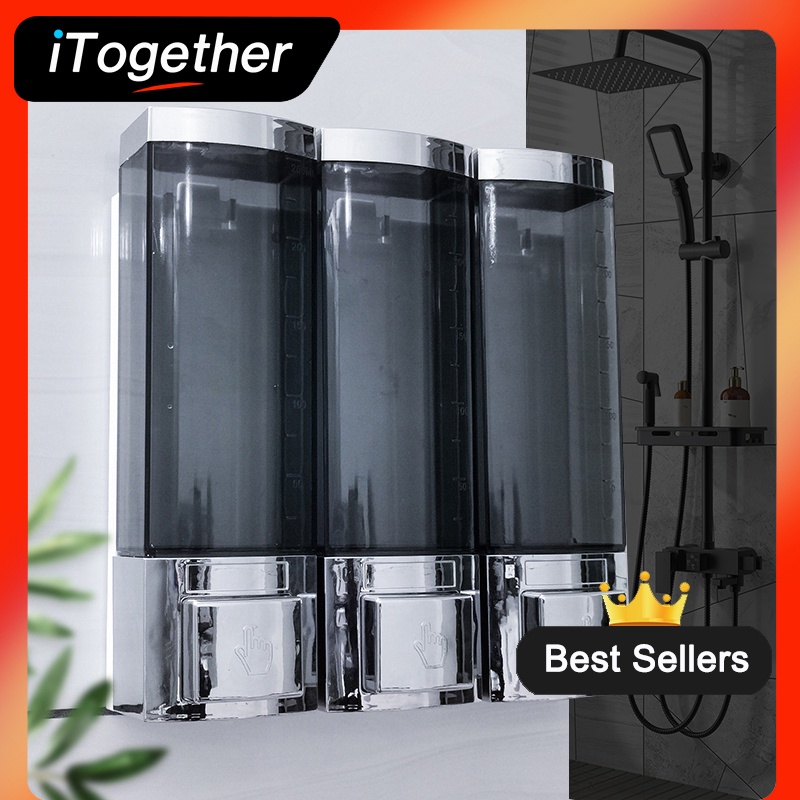 iTogether Soap Dispensers Hand Soap Dispenser NoDrill Wall Mount Shampoo Shower Dispensers