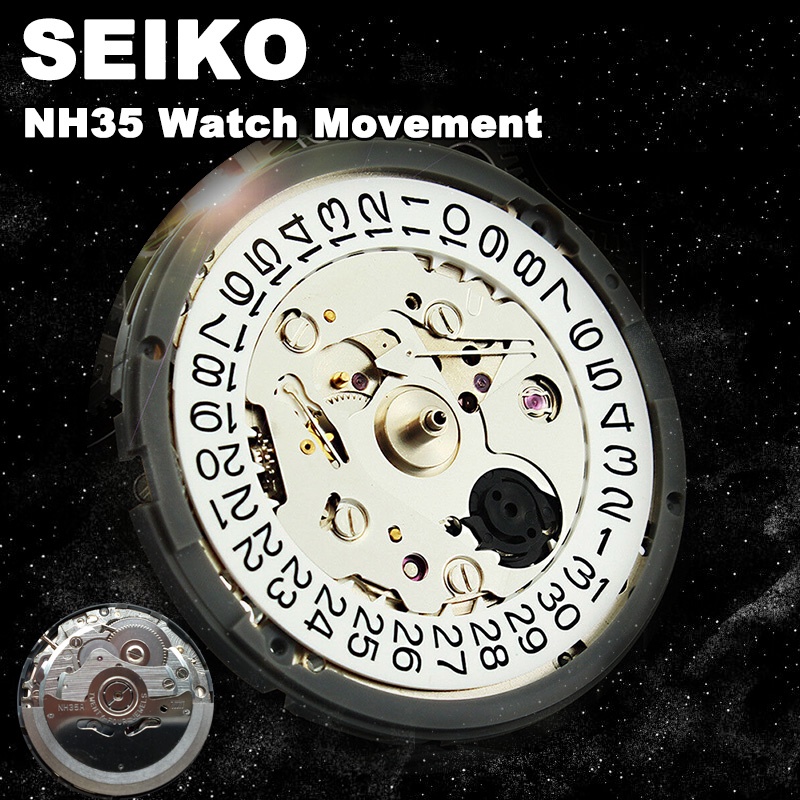 SEIKO Japan NH35A Mechanical Movement 24 Jewels with Black White