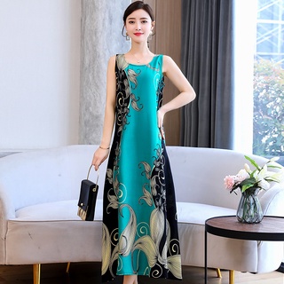 Women Sleeveless Sundress Casual Summer Long Dress Floral Print