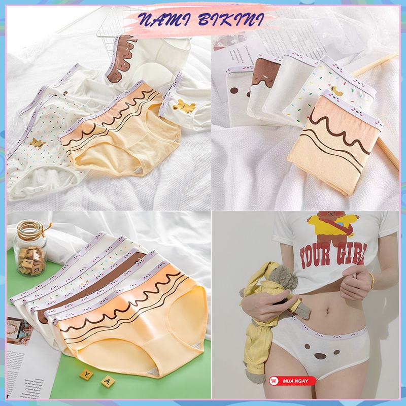 Set Of 5 cute Bear Panties cotton chip Pants cute Motifs Nami Antibacterial Women S Panties