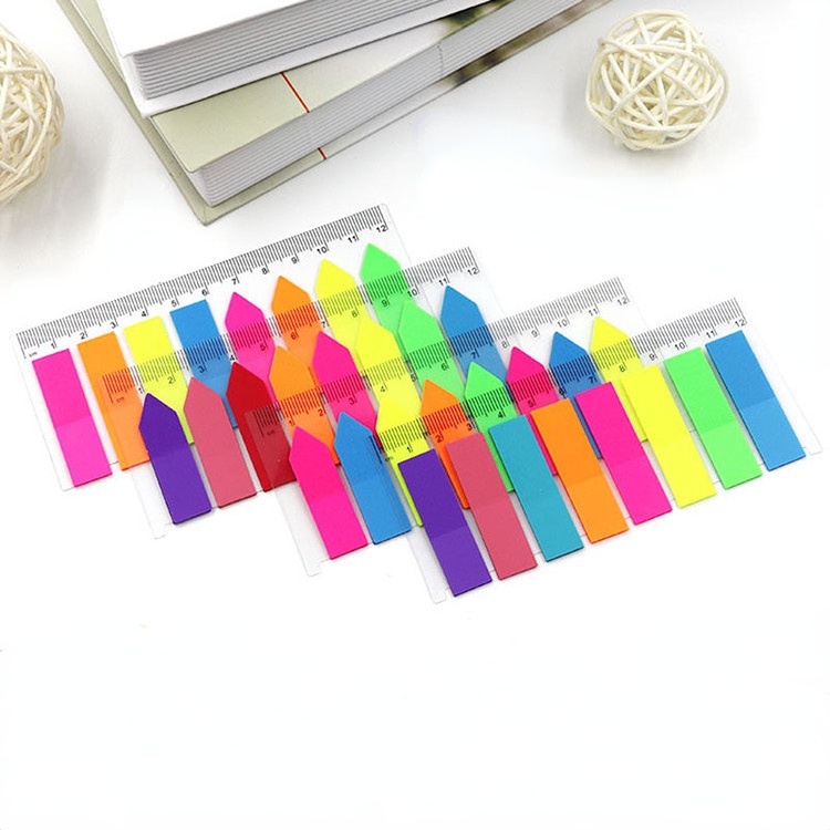 Popular arrow index stickers pet sticky notes PVC ruler fluorescent N ...