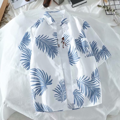 Men Clothing Trendy Hawaiian Short-Sleeved Floral Shirt