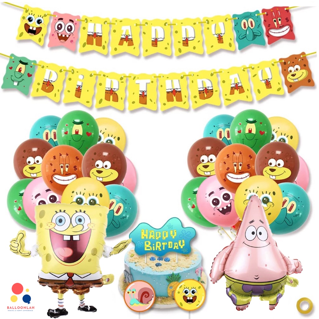 🍍 SPONGEBOB Cartoon Themed Birthday Balloon Set [READY STOCK IN SG ...