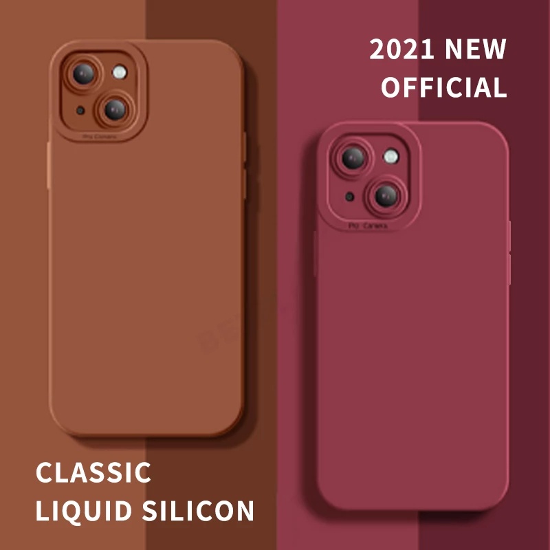 Compatible for iPhone 13 Pro Max 13 Mini Original Angel Eyes Lens Protection Liquid Silicone Case Soft Thin Candy Cover
