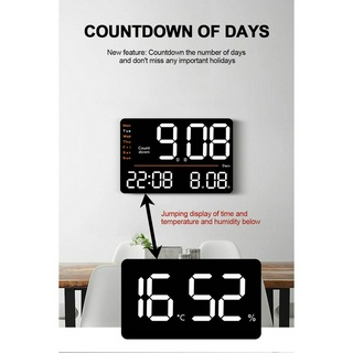 Rectangle LED Screen Alarm Clock Temperature Humidity Week Date Digital ...