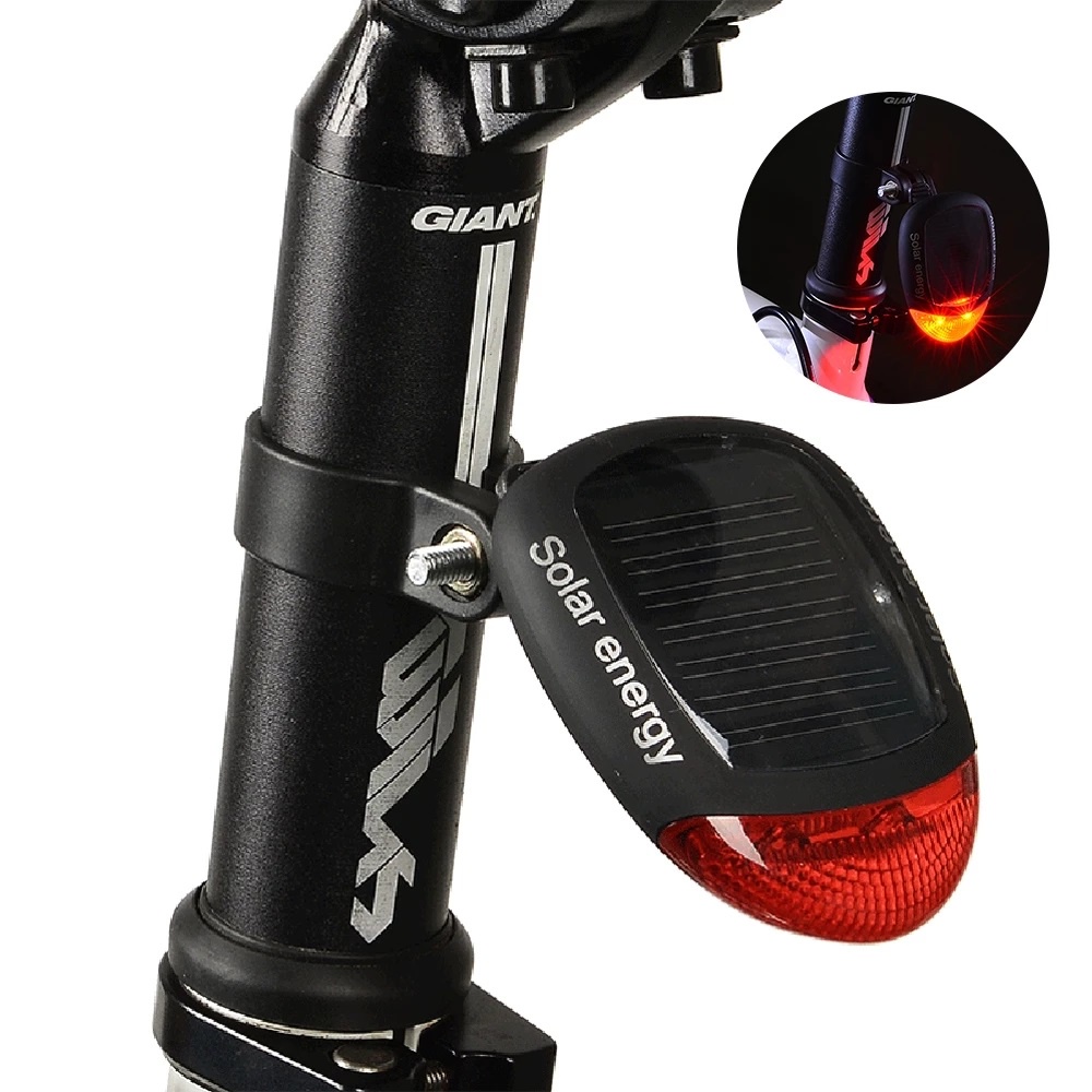 Adjustable Bike Tail Light Solar Powered 2 LED 3 Modes LED Bicycle Rear ...