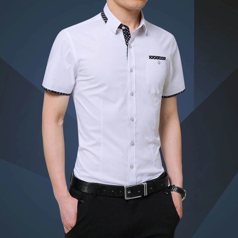 #Low Price# Men's Short Sleeve Shirt Cotton Pocketed Shirt business ...