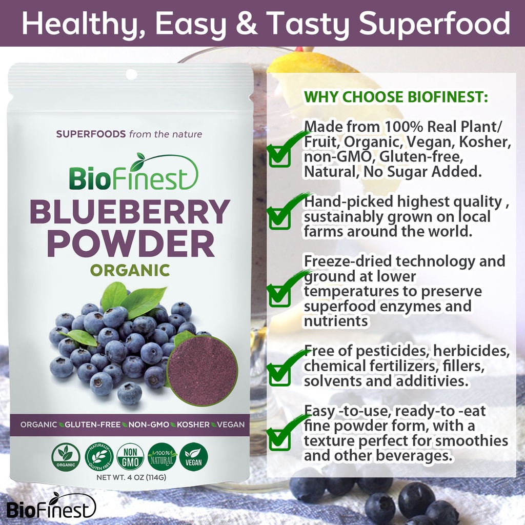 Biofinest Wild Blueberry Juice Powder Organic Pure Freeze Dried ...