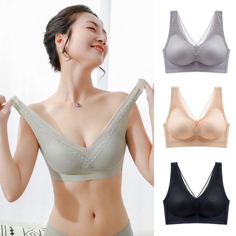 M-XXL Vest type Padded Lace Sexy Lingerie Wireless Soft Sleep Women Bra  Comfortable Breathable Full Cup Yoga Sports Bralette Female Intimates  Brassiere
