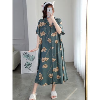 Womens Cotton Nightdress  Loose Fitting 3/4 Length Sleeves