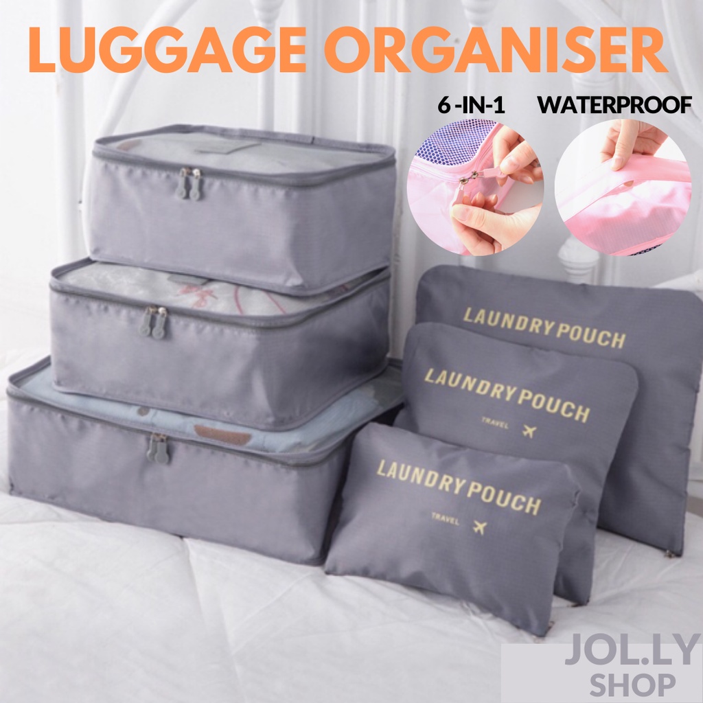 🔥SG LOCAL STOCK🔥6Pcs Waterproof Travel Luggage Organiser Packing Cube