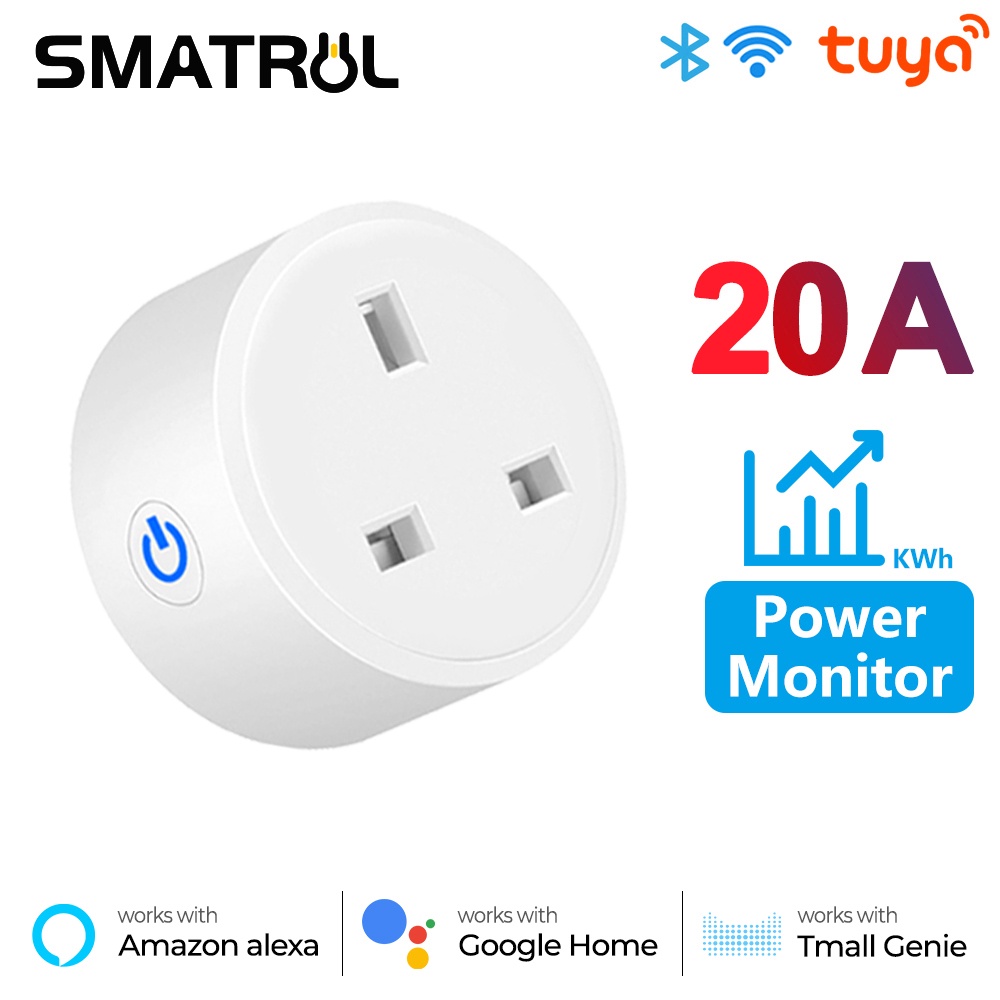 DALX Tuya WiFi Smart Plug Wireless Bluetooth-compatible Dual Modes Socket  for Water Heater 20A Fireproof Power Outlet EU Plug 