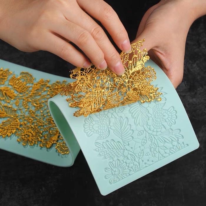 | Silicone Lace Mat | Long Paisley Saree Theme Cake Border Sugar Lace ...