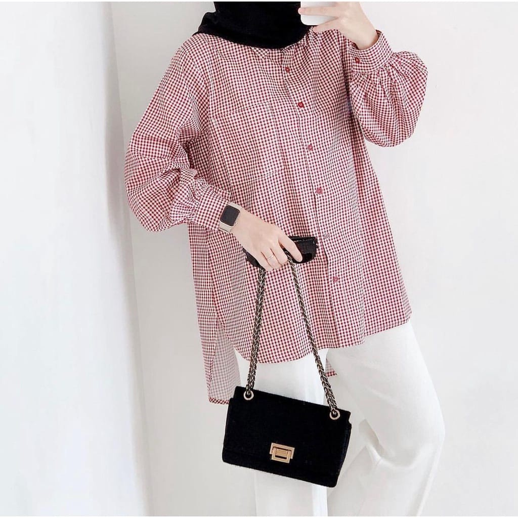PUTIH KEMEJA KATUN Blouse Shirts For Women Korean style Long Sleeve muslim Teenagers Contemporary Office Work premium import Tops Latest Imported Women's Clothing Plain viral tiktok Cotton Korean casu