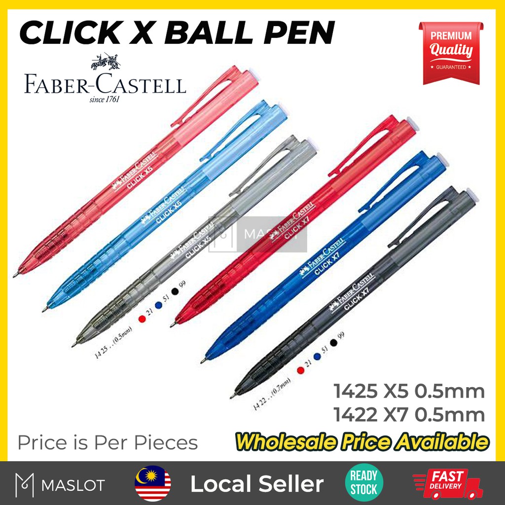FABER-CASTELL Click X5 0.5mm 1425 / X7 0.7mm 1422 Ball Pen | Shopee ...