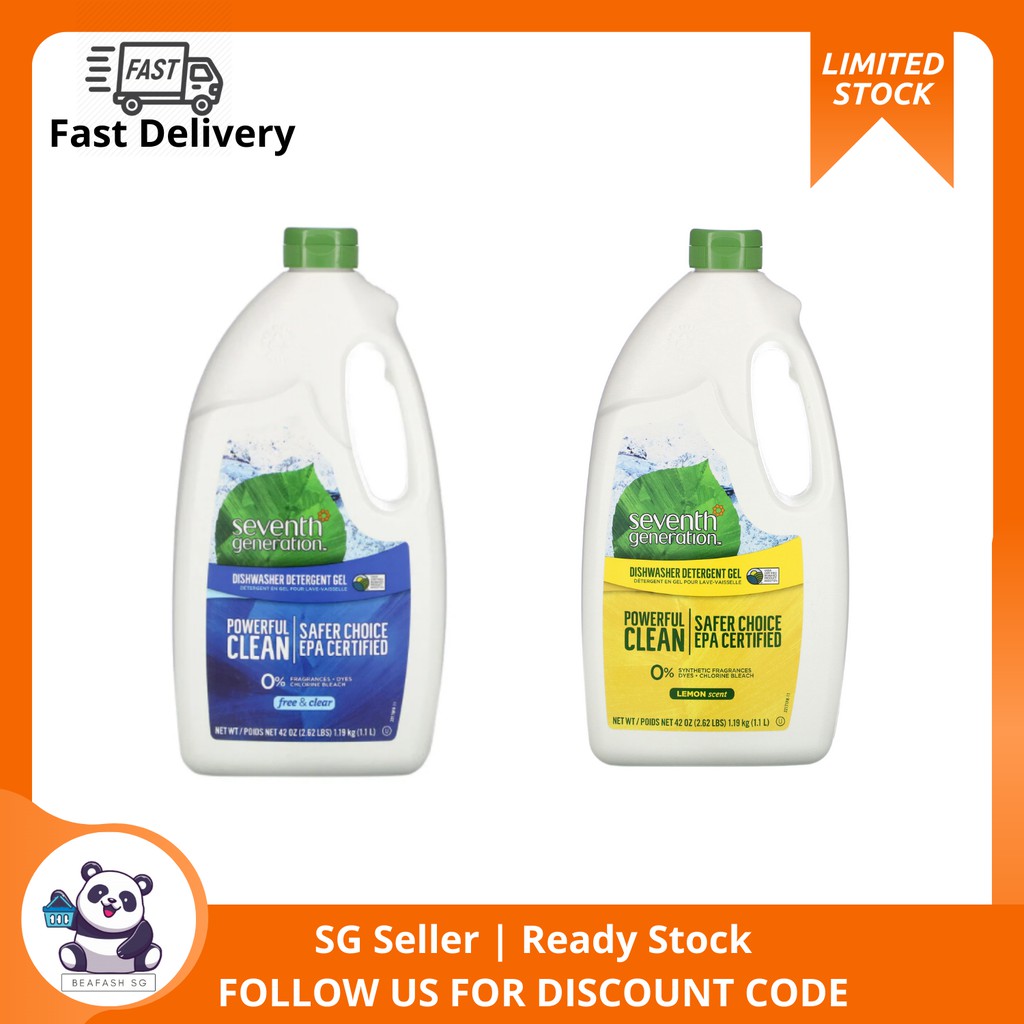 Seventh Generation, Dishwasher Detergent Gel, Lemon/Free & Clear, 42 fl