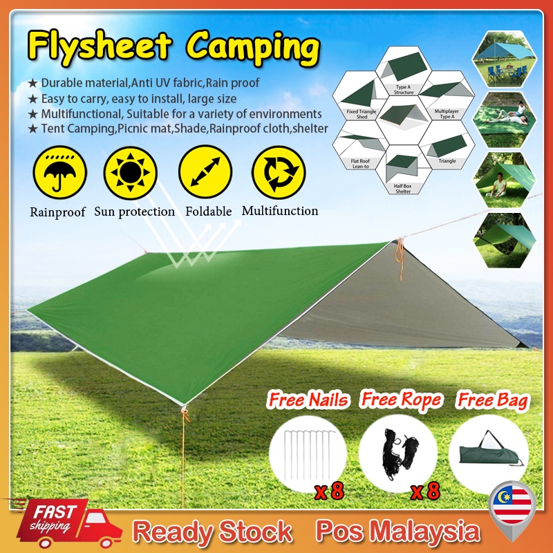 【340x450cm】 Flysheet Waterproof Groundsheet Camping Tarp Tent Shelter 