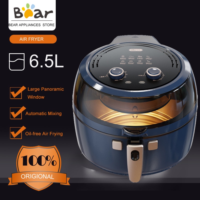 Bear Digital Touch Screen Air Fryer with Viewing Window 6.5L 