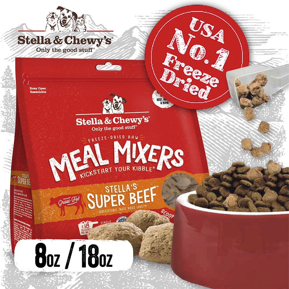 Stella & Chewy's Super Beef Meal Mixers Freeze Dried Raw Dog Food 8oz