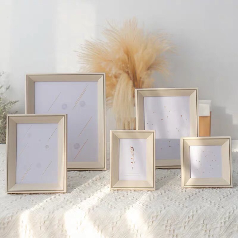 [Local Stock] 8R 5R Designer Wooden Theme Beige Picture Photo Frame