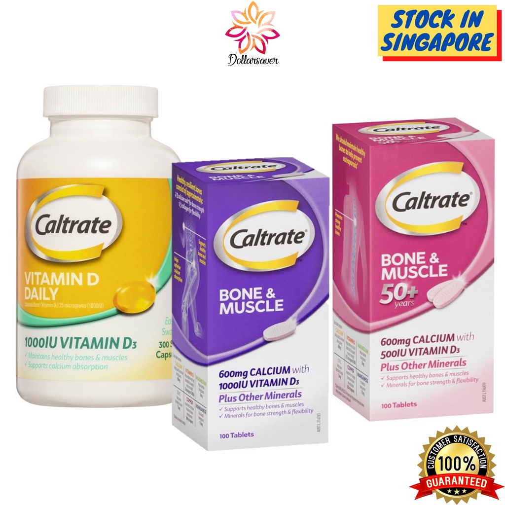 Caltrate Bone And Muscle Calcium 600mg Vitamin D3 1000iu 100 Tablets