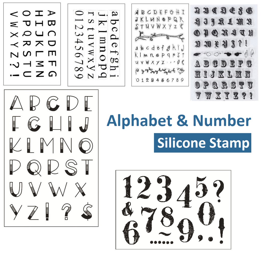YUME Clear Transparent Silicone Stamp Alphabet Number Series Vintage
