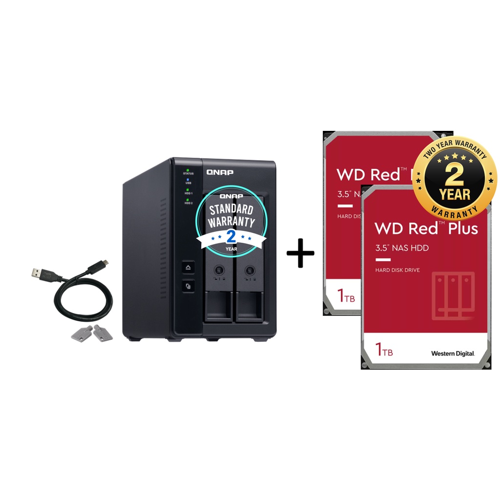 QNAP TR-002 2-bay Type-C USB Direct Attached Storage (DAS) with ...
