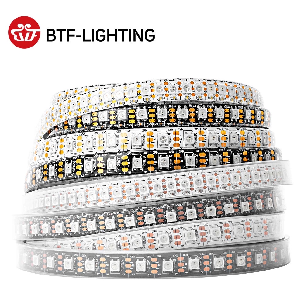 BTF-LIGHTING 1m 5m WS2812B led Strip White Black PCB Individual ...
