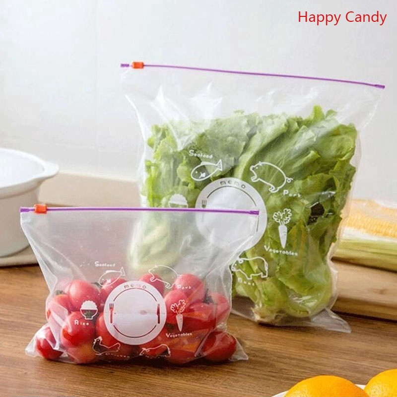 10Pcs Reusable Fresh Zipper Bag Transparent Plastic Fruit