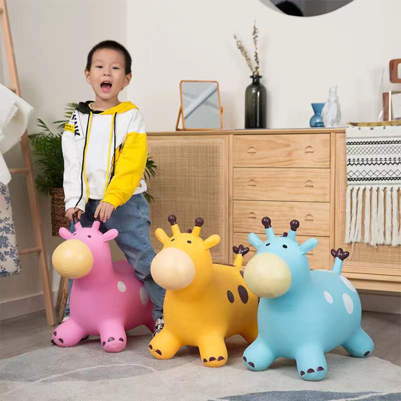 Bouncing Doll Rubber Animal Giraffe Shape Toy Inflatable Thick Jumping ...