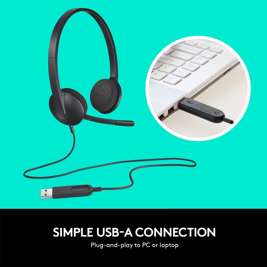 Logitech H340 USB Headset with Noise-Cancelling Mic (Clear Sound ...