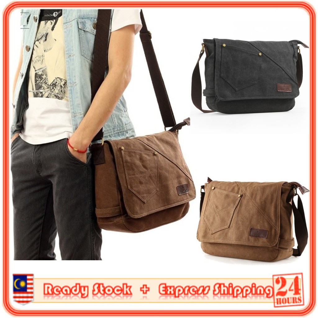 MILANDO Korean Style Men Vintage Canvas School Messenger Sling Bag Type 3 Shopee Singapore