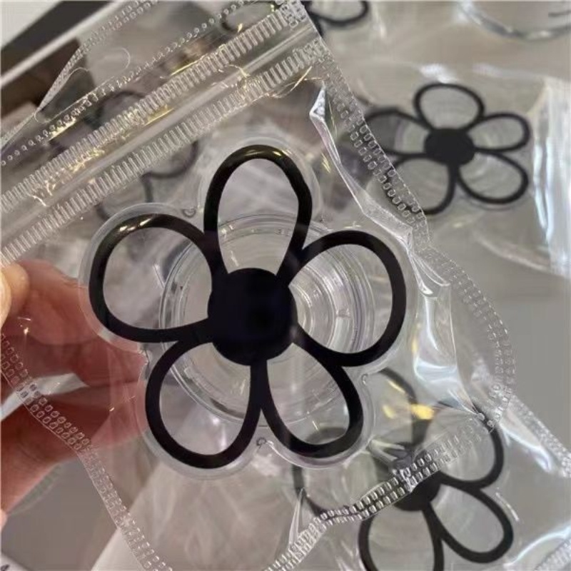 Homemade ins Simple Niche Transparent Black Flower Airbag Mobile Phone Holder Creative Retractable Universal Back Sticker
