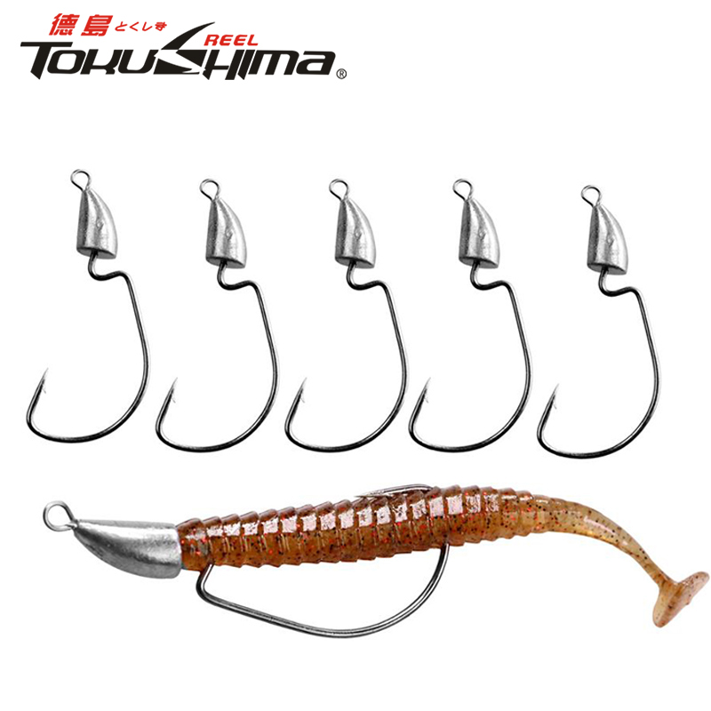 5G 7G 10G 14G Offset Worm Hooks Stainless Steel Bullet Jig Head Fishing ...