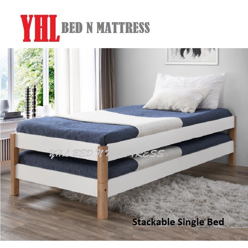 YHL CCSB Solid Wooden Stackable Single Bedframe (Mattress Not Included ...