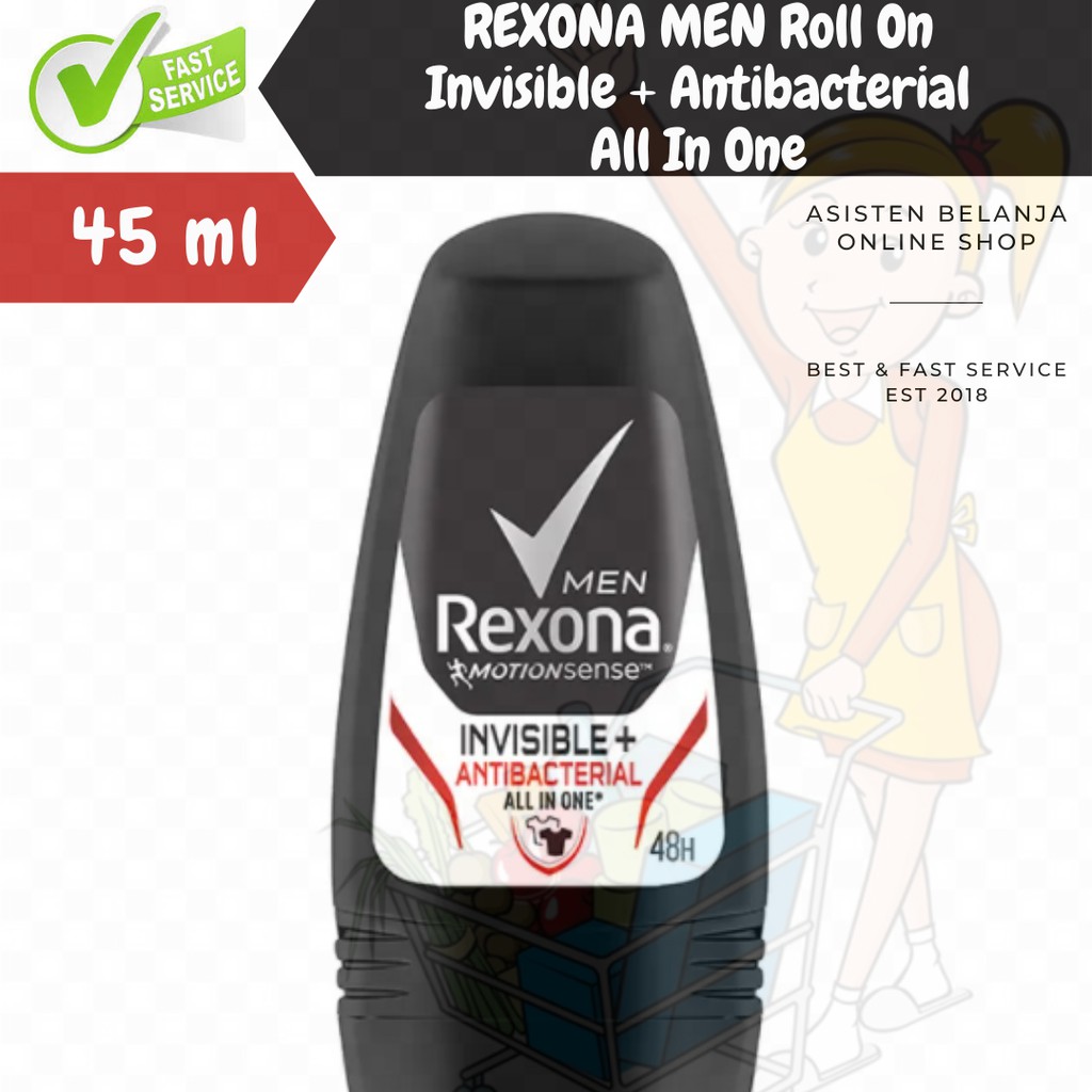 REXONA Men Invisible + Antibacterial All In One Roll On 45 ml Men's ...