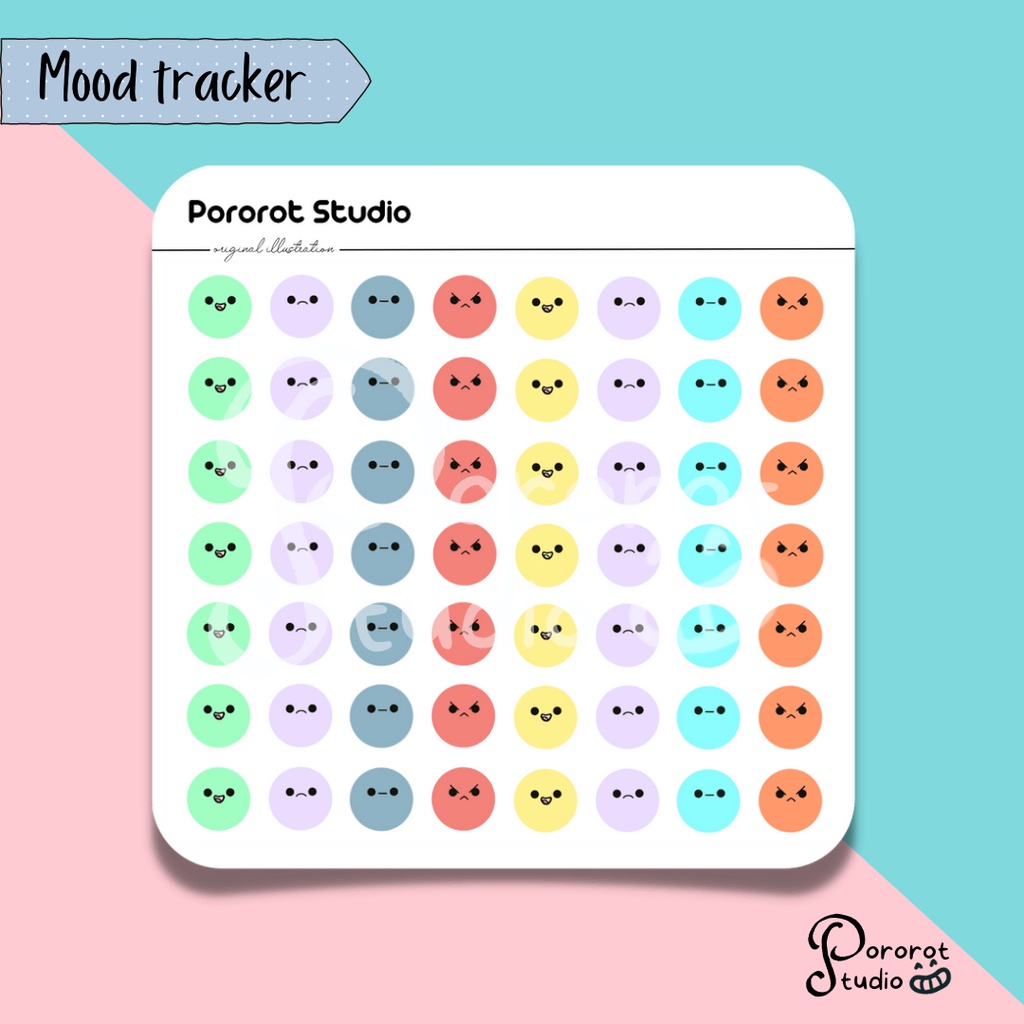 Pororot Studio I Mini Mood Tracker Sticker sheet for diary planner ...