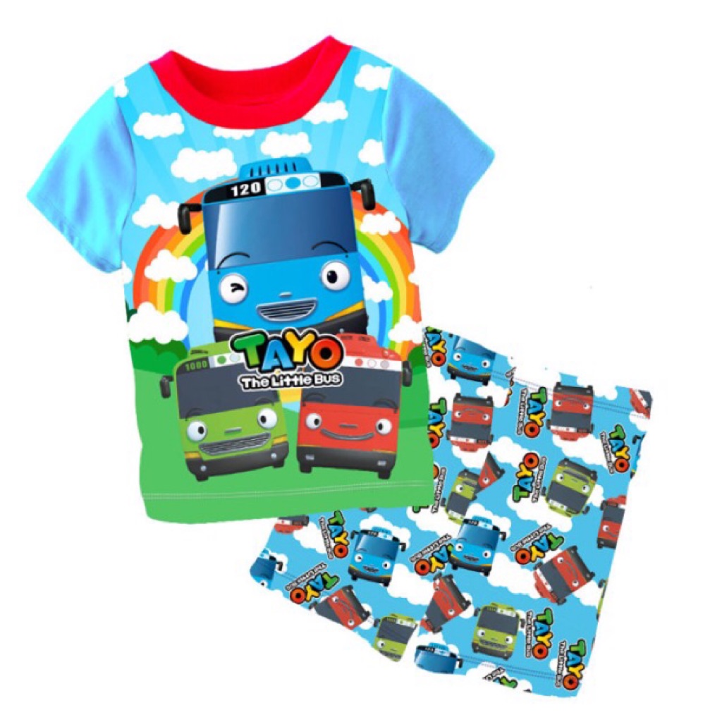 Tayo bus PJ mask lightning McQueen T shirt set Pyjamas set ( 3 designs ...