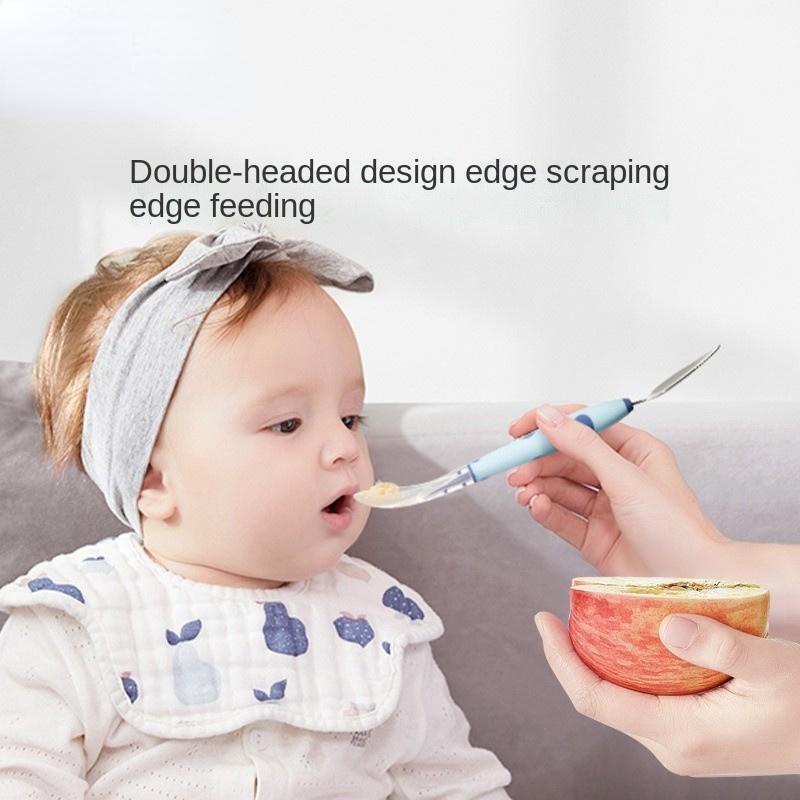 Baby Feeding Spoon Multifunctional Spoon Silicone Fruit Puree Spoon  Supplementary Food Feeder Dual-Head BPA Free Baby Items