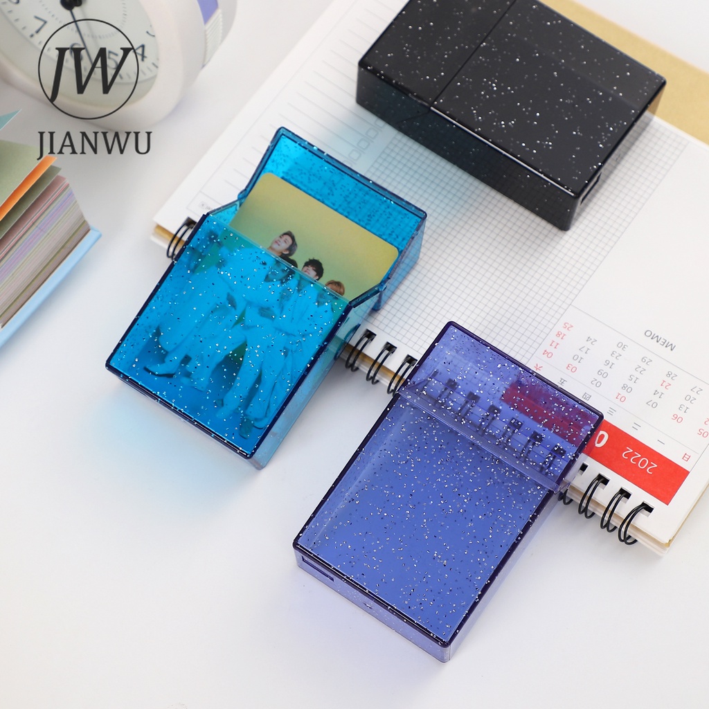 JIANWU Creative Multicolored Silver Powder Card Note Storage Box ...