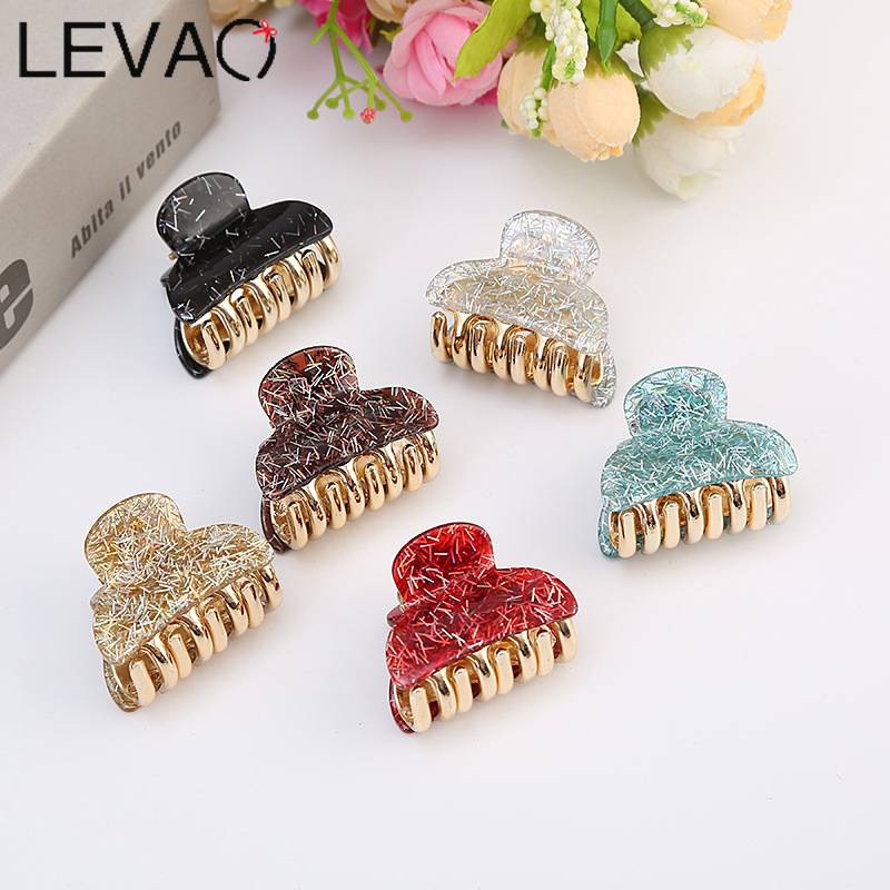 Korean Fashion Acrylic Hair Clip Sequined Bangs Catching Ponytail Claw ...