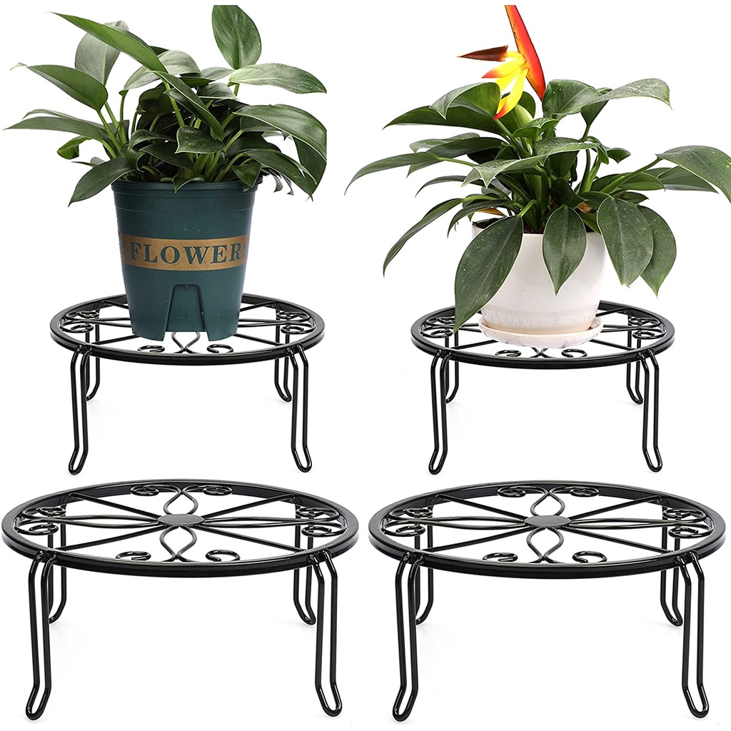 【SG】2PCS Black Metal Potted Plant Stand for Indoor Outdoor Plant Flower ...