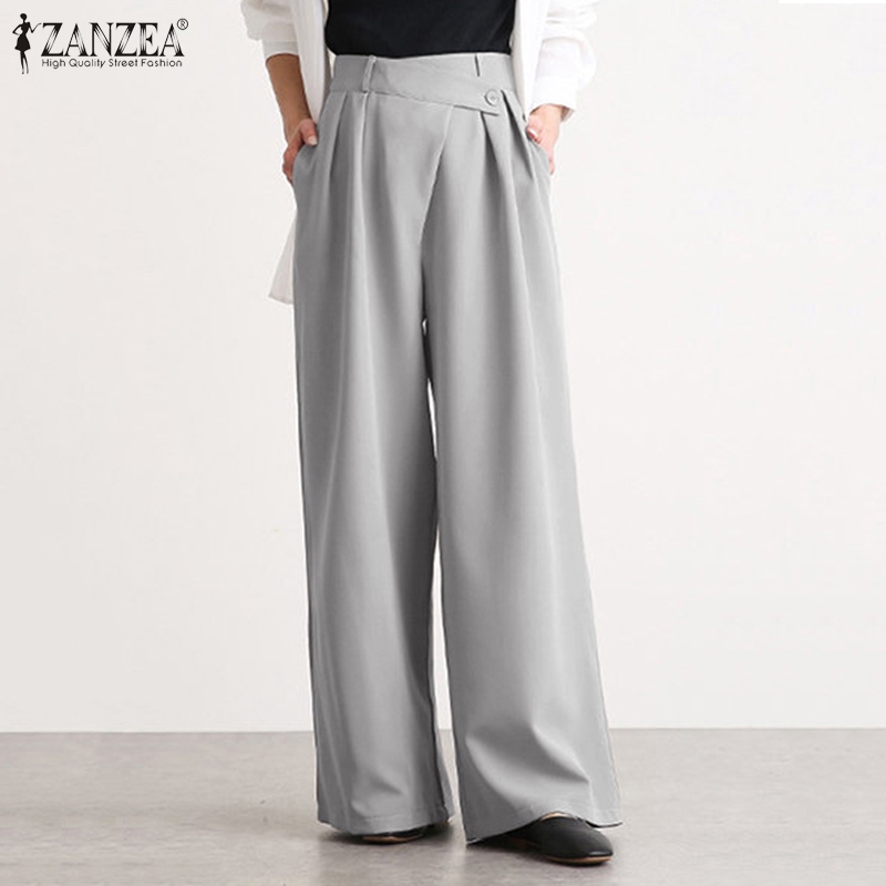 Elastic waist 2024 wide leg pants