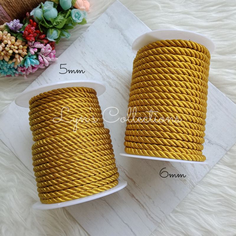 Mine Rope For Gold And Silver Decoration Per Yard (+/-90cm) | Shopee ...