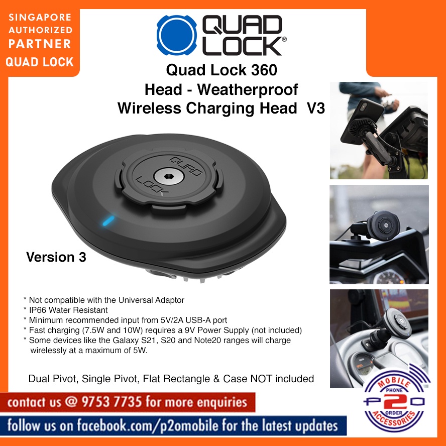 Motorcycle - Waterproof 12V To USB Smart Adaptor - Quad Lock