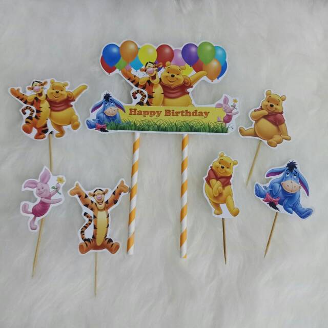 Winnie the pooh topper happy birthday topper pudding topper and cake ...