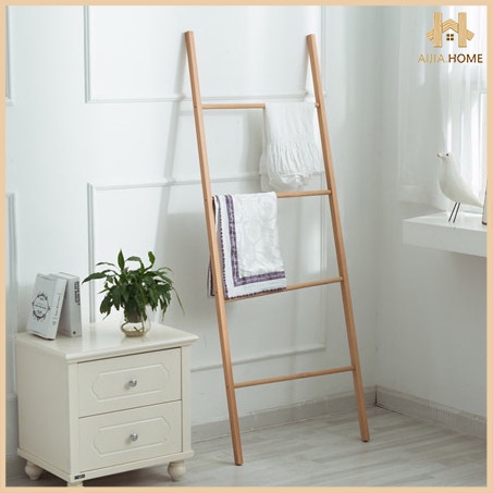 [Solid wood trapezoidal storage rack] creative ladder hanger ...